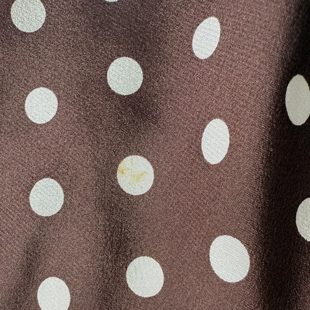 Vintage Liz Claiborne Brown and White Polka Dot Silk Scarf Trendy - Picture 5 of 5